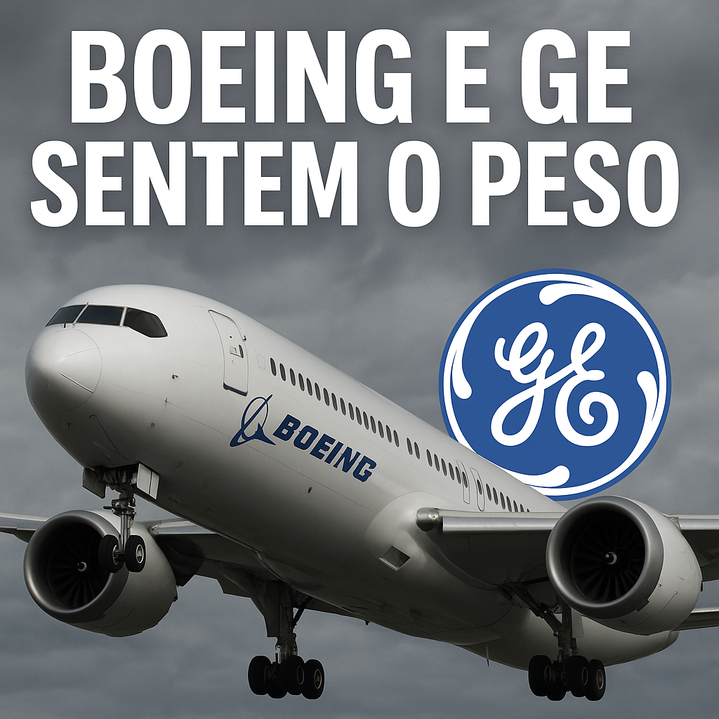 Turbulência no setor aéreo!
Boeing e GE estão enfrentando uma das maiores crises da década. Tarifas punitivas, contratos em risco e prejuízos bilionários. O que está por trás dessa queda brusca?